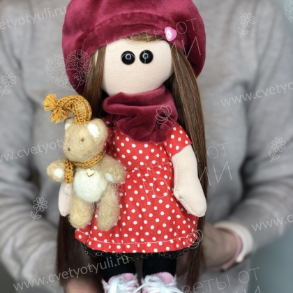 Кукла-тильда ручной работы "Девочка с Мишкой"