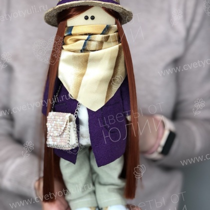 Кукла-тильда ручной работы "Девочка в шляпе"