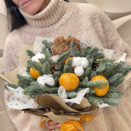 Новогодний букет Мандариновая хвоя