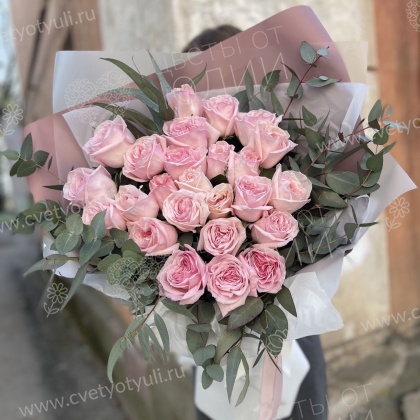 Роза эквадор и эвкалипт