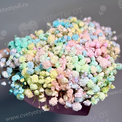 Букет «Радужное облако» с разноцветной гипсофилой